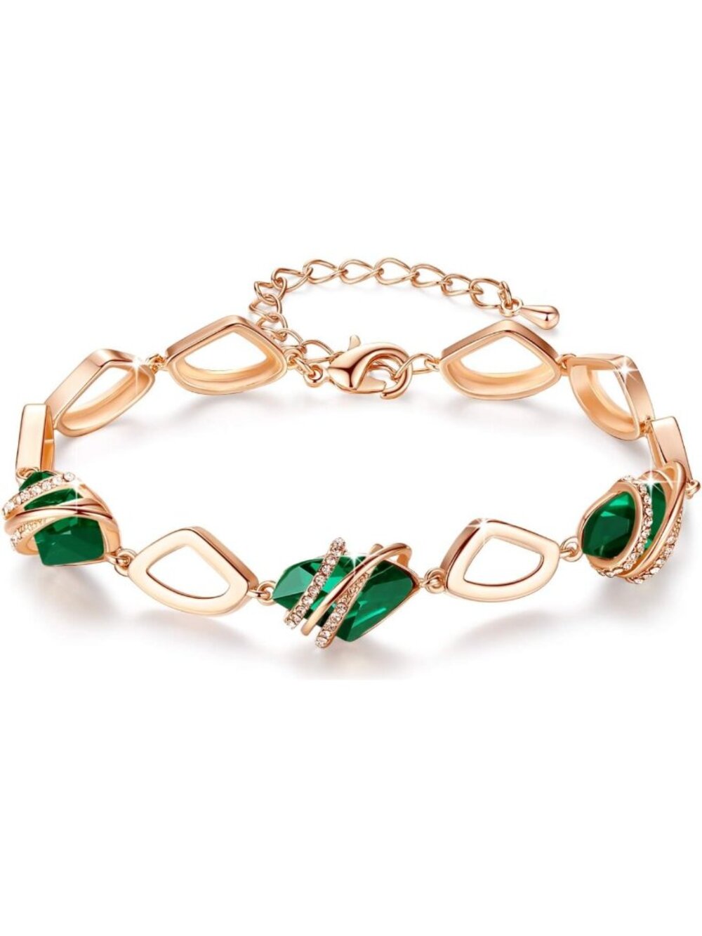 Charming Birthstone Crystal Bracelet for Women - 18K Rose Gold & Silvertone